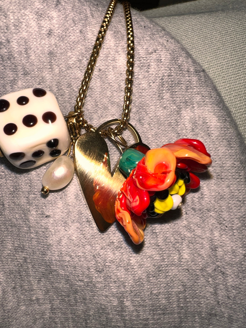Collana Papavero charm in vetro di Murano