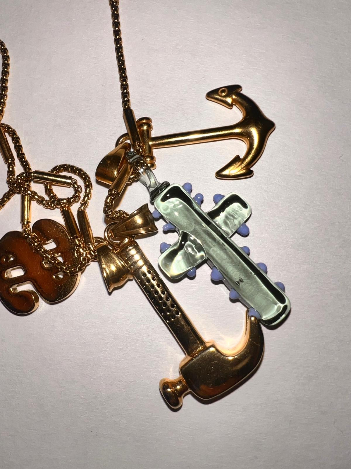 WOW Croce charm in vetro di Murano