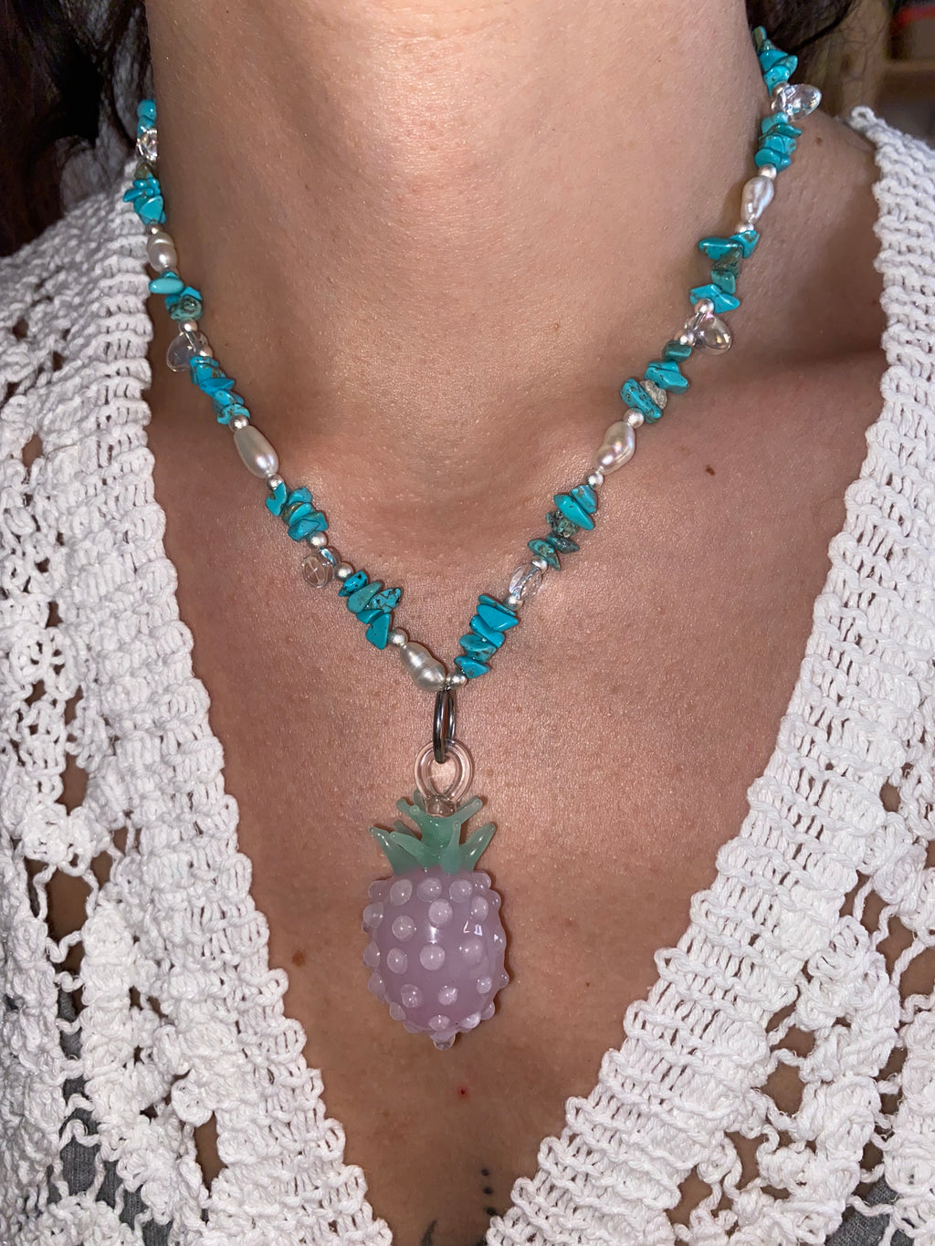 WOW ANANAS ROSA charm in vetro di Murano