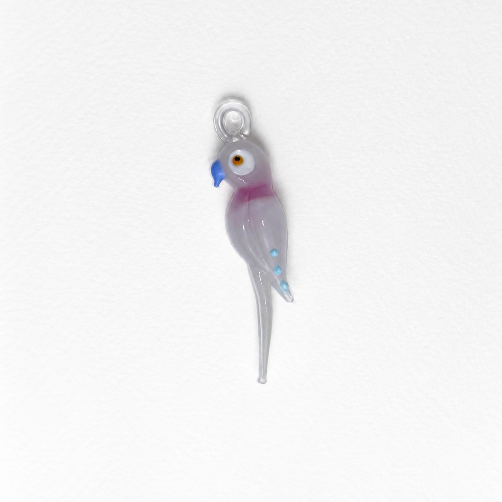 WOW PAPPAGALLO ROSA charm in vetro di Murano