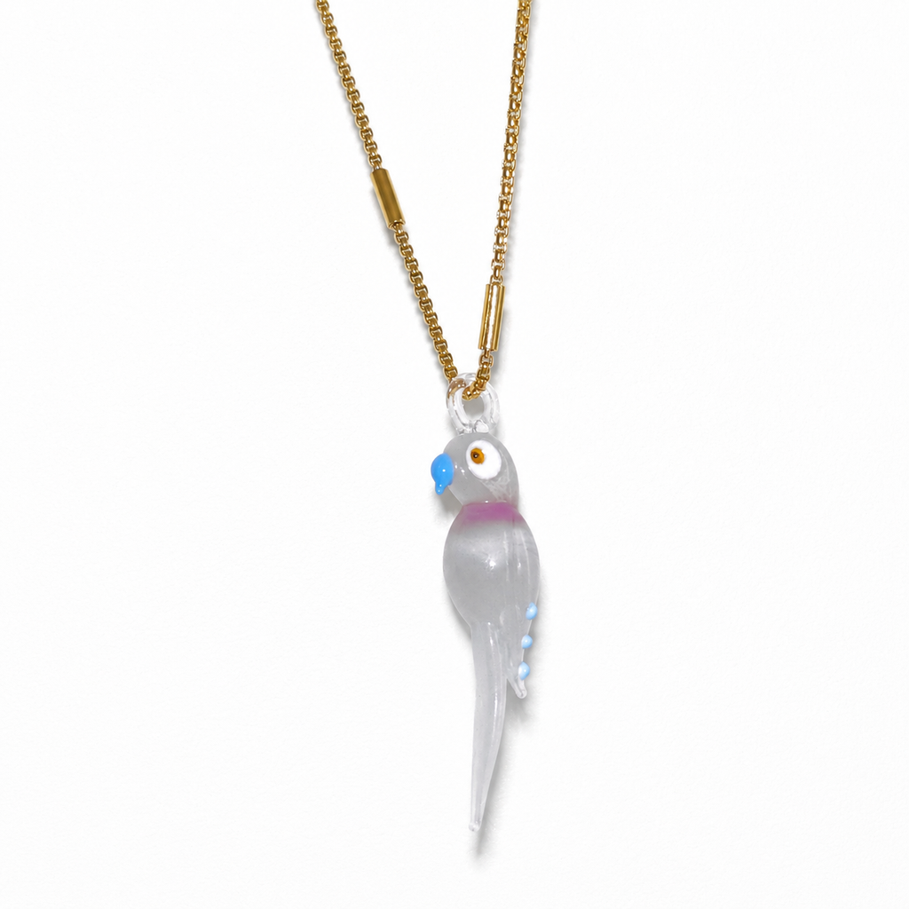 WOW PAPPAGALLO ROSA charm in vetro di Murano