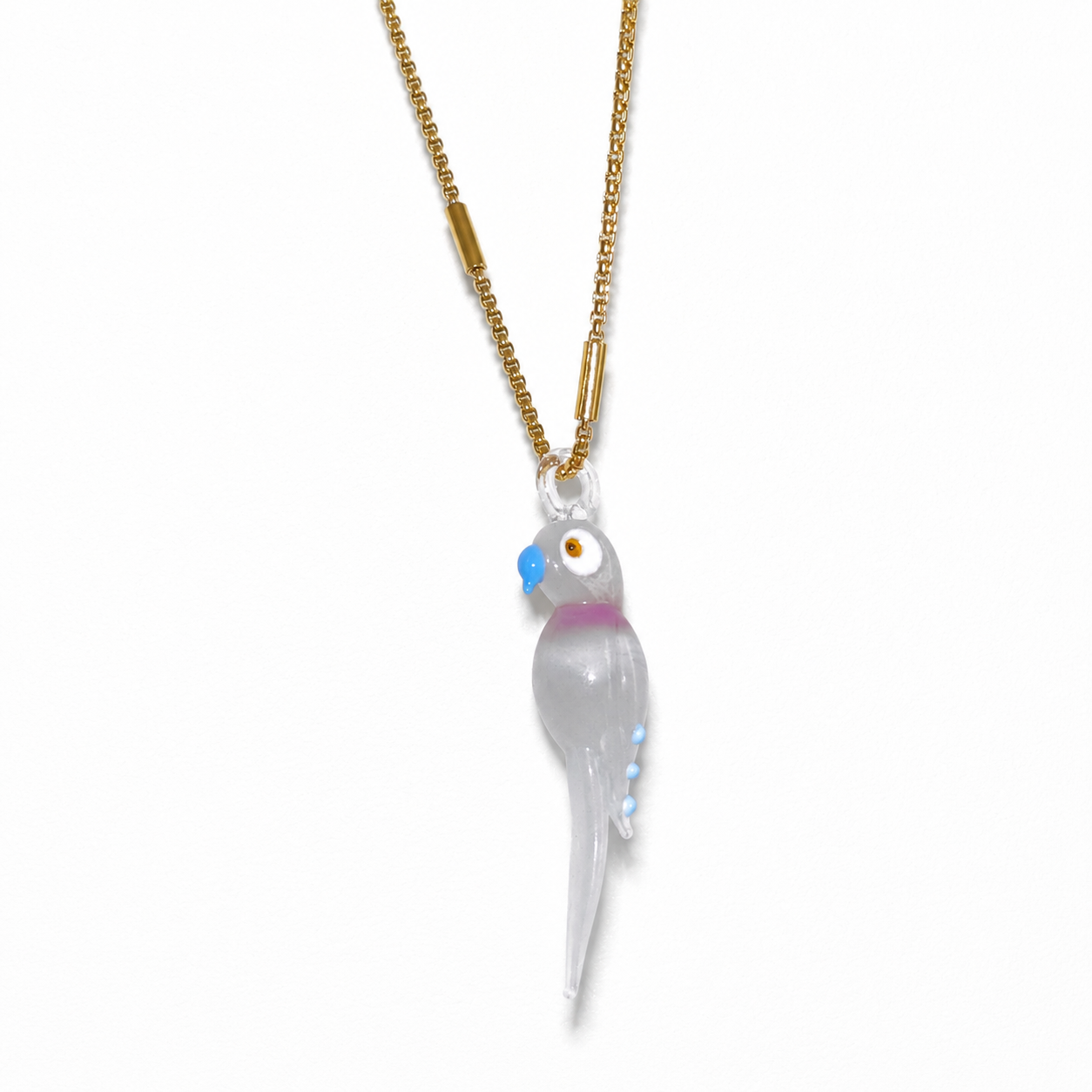 WOW PAPPAGALLO ROSA charm in vetro di Murano