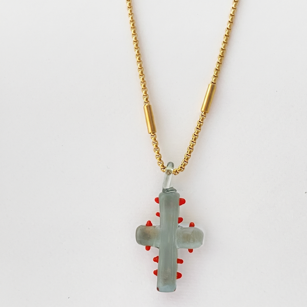 WOW Croce charm in vetro di Murano